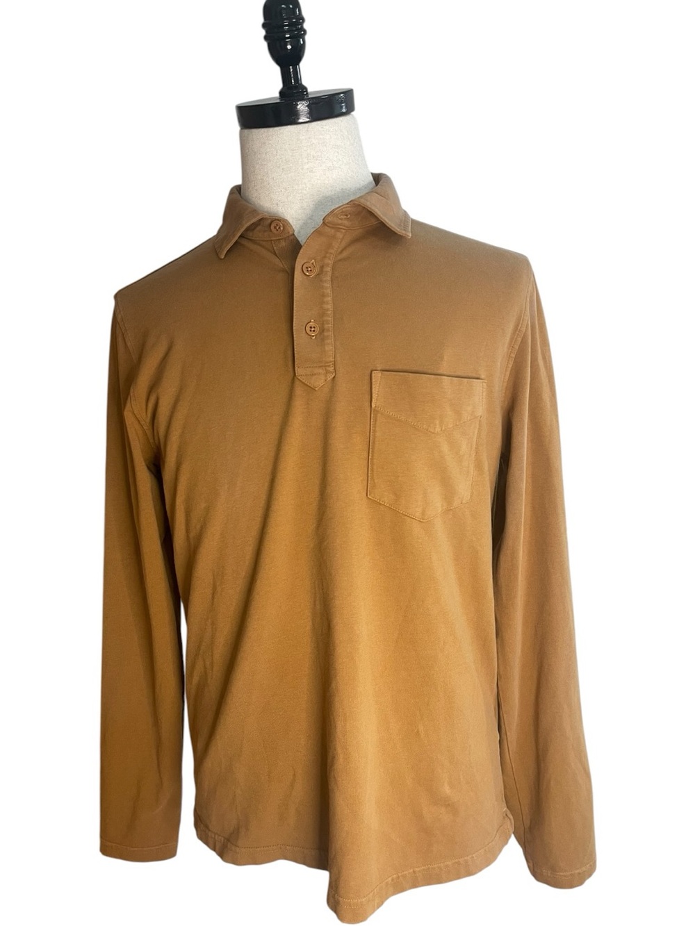 UNTUCKit Mays Garment-Dyed Long Sleeve Polo Light Brown